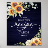 Trouwfeest receptkaartjes bord met zonnebloemen he poster (Voorkant)