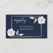 Trouwfeest registratiekaartjes in marineblauw met informatiekaartje (Voorkant)
