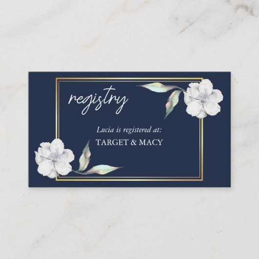 Trouwfeest registratiekaartjes in marineblauw met  informatiekaartje (Voorkant)