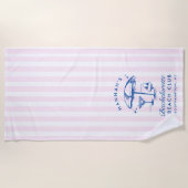 Trouwfeest Roze & Blauwe Moderne Strandhanddoek Strandlaken (Voorkant)