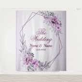 Trouwfeest Roze Bloem Violet Paarse Lijst Wandkleed (Voorkant)