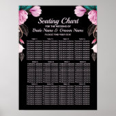 Trouwfeest Roze Bloemige Geometrische Zwarte Moder Poster (Voorkant)