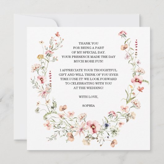 Trouwfeest Roze Bruidsfeest Dankkaart Bedankkaart (Achterkant)