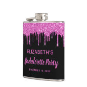 Trouwfeest Roze Glitter Persoonlijke Zwarte Heupfles (Links)