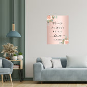 Trouwfeest roze gouden bloemen welkomstbord poster