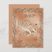 Trouwfeest RSVP Liefde Zwanen Bloemen (Voorkant / Achterkant)