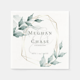 Trouwfeest servetten Grijs Jade Green Botanical