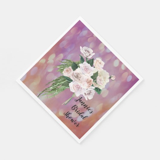 Trouwfeest servetten met rozen (Hoek)