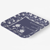 Trouwfeest servetten Navy Rose Papieren Bordje (Gebogen)