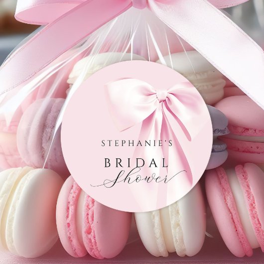 Trouwfeest Sticker met Roze Strik