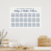 Trouwfeest stoelindeling in marineblauw poster (Keuken)