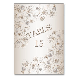 Trouwfeest Tane Bloemhart Beige Elegant Kaart