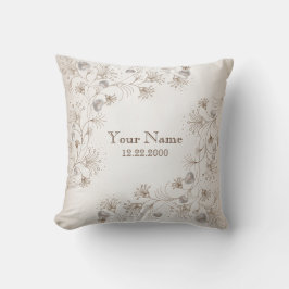 Trouwfeest Tannine Bloemhart Beige Elegant Kussen