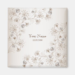 Trouwfeest Tannine Bloemhart Beige Elegant Magneet