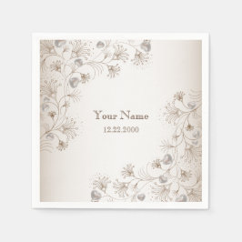 Trouwfeest Tannine Bloemhart Beige Elegant Servet