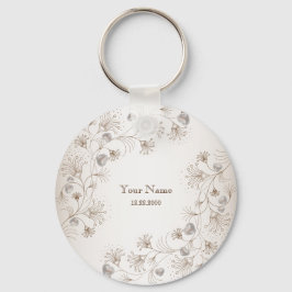 Trouwfeest Tannine Bloemhart Beige Elegant Sleutelhanger