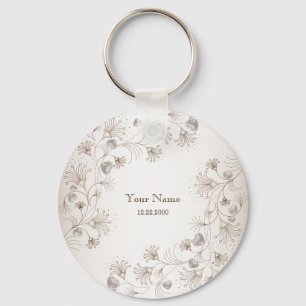Trouwfeest Tannine Bloemhart Beige Elegant Sleutelhanger