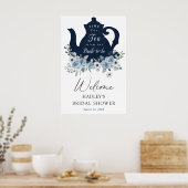 Trouwfeest 'Tea Time Blue' Welkomstbord Poster (Keuken)