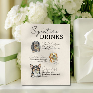 Trouwfeest Teken Drie Honden Handtekening Dranken Reclamebord Met Voetstuk