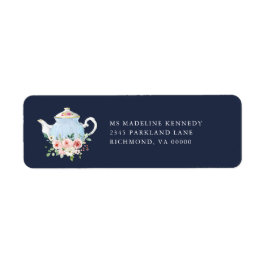 Trouwfeest Thee Elegante Roze Bloem Gouden Retour Etiket