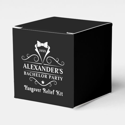 Trouwfeest Tuxedo Das Oververmoeidheid Bedankdoosjes (Voorkant Zijde)