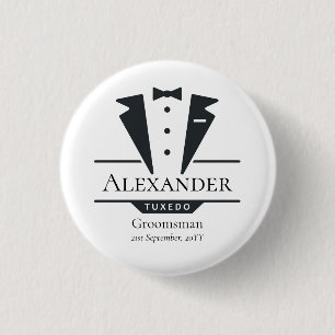 Trouwfeest Tuxedo Gifts Groomsman Ronde Button 3,2 Cm