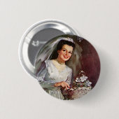 Trouwfeest uit het verleden, bruid die de trouwtaa ronde button 5,7 cm (Voorkant /achterkant)