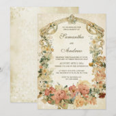 Trouwfeest uit het verleden met wilde bloemen sjab kaart (Voorkant / Achterkant)