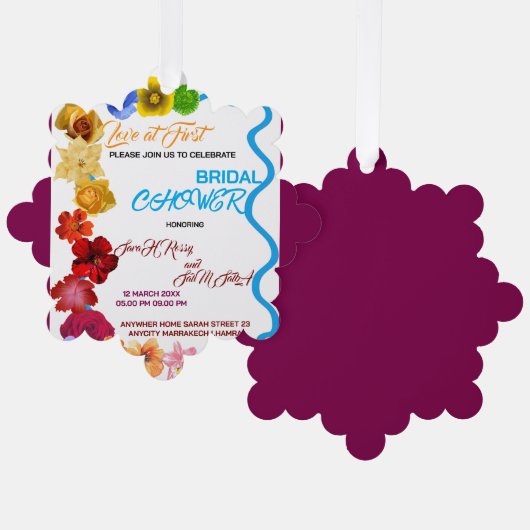 Trouwfeest Uitnodiging Bloemen, Bruidsuitnodiging  (Voorkant / Achterkant)