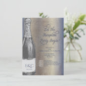 Trouwfeest Uitnodiging Champagne Fles Informatiekaartje (Staand voorkant)