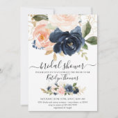 Trouwfeest uitnodiging in Navy en Blush (Voorkant)