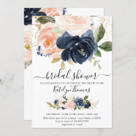 Trouwfeest uitnodiging in Navy en Blush