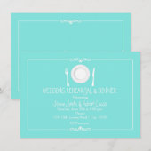 Trouwfeest uitnodiging in turquoise blauw (Voorkant / Achterkant)