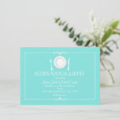 Trouwfeest uitnodiging in turquoise blauw (Staand voorkant)