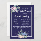 Trouwfeest uitnodiging met bloemmotief en blauwe g (Voorkant / Achterkant)