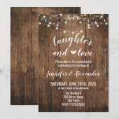 Trouwfeest uitnodiging met lachen en liefde (Voorkant / Achterkant)