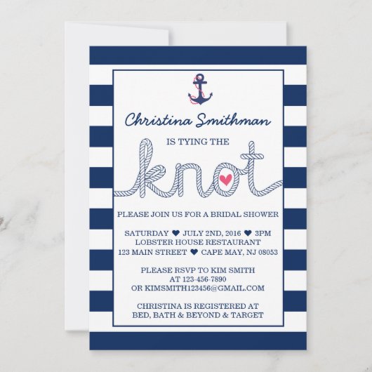 Trouwfeest uitnodiging met maritiem thema - De kno (Voorkant)