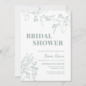 Trouwfeest uitnodiging met saliegroene bloemen (Voorkant)