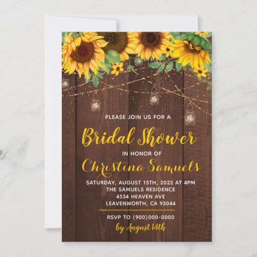 Trouwfeest Uitnodiging met Slingerlichtjes (Voorkant)