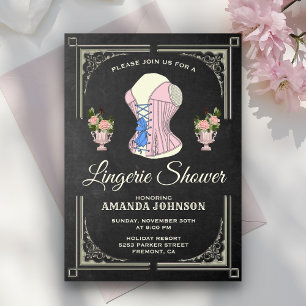 Trouwfeest uitnodiging met vintage bloemen lingeri