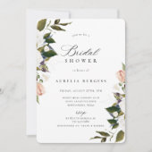 Trouwfeest uitnodiging met vintage botanische bloe (Voorkant)