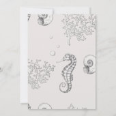 Trouwfeest uitnodiging met zeepaarden thema (Achterkant)