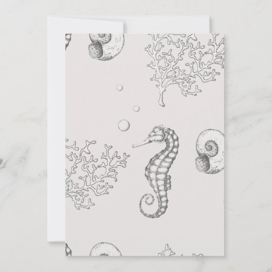 Trouwfeest uitnodiging met zeepaarden thema (Achterkant)