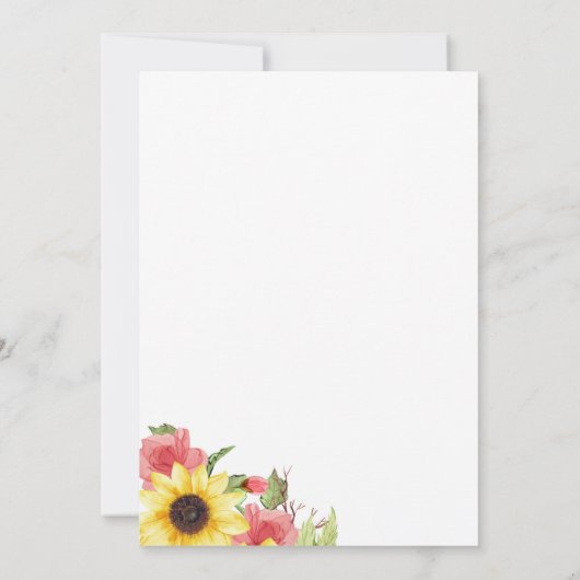 Trouwfeest uitnodiging met zonnebloemen en rozen (Achterkant)