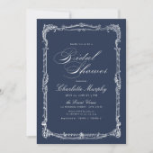 Trouwfeest uitnodiging Navy Vintage Frame Classic  (Voorkant)