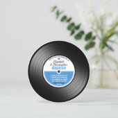 Trouwfeest uitnodiging op vinylplaat (Staand voorkant)