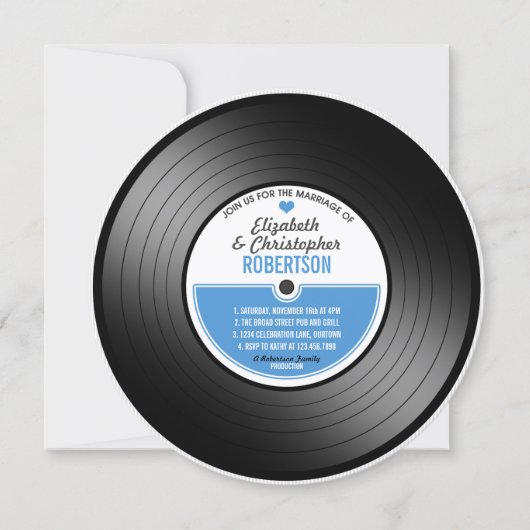 Trouwfeest uitnodiging op vinylplaat (Voorkant)