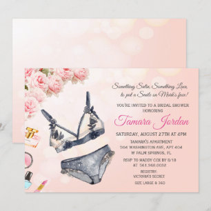 Trouwfeest uitnodiging voor bloemige lingerie