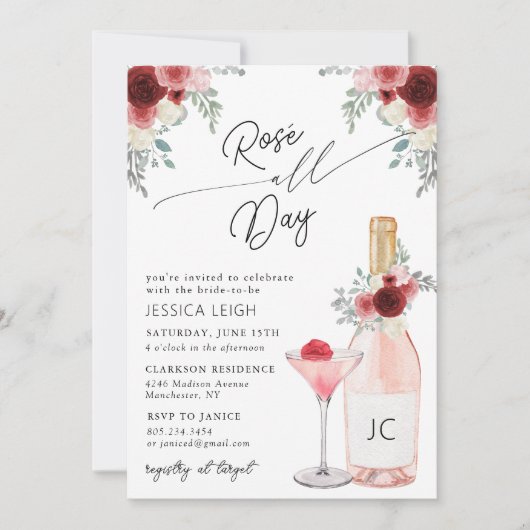 Trouwfeest uitnodiging voor Rosé All Day (Voorkant)