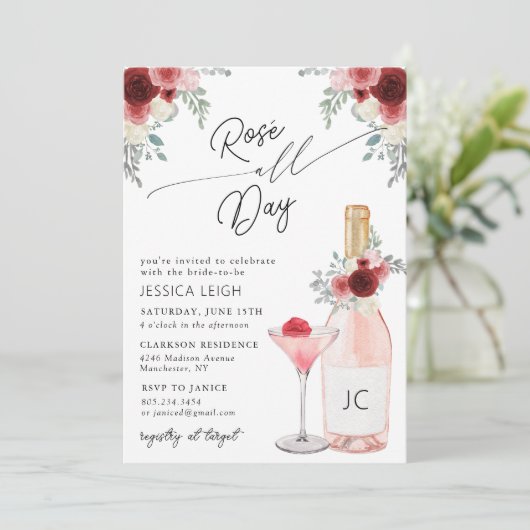 Trouwfeest uitnodiging voor Rosé All Day (Staand voorkant)